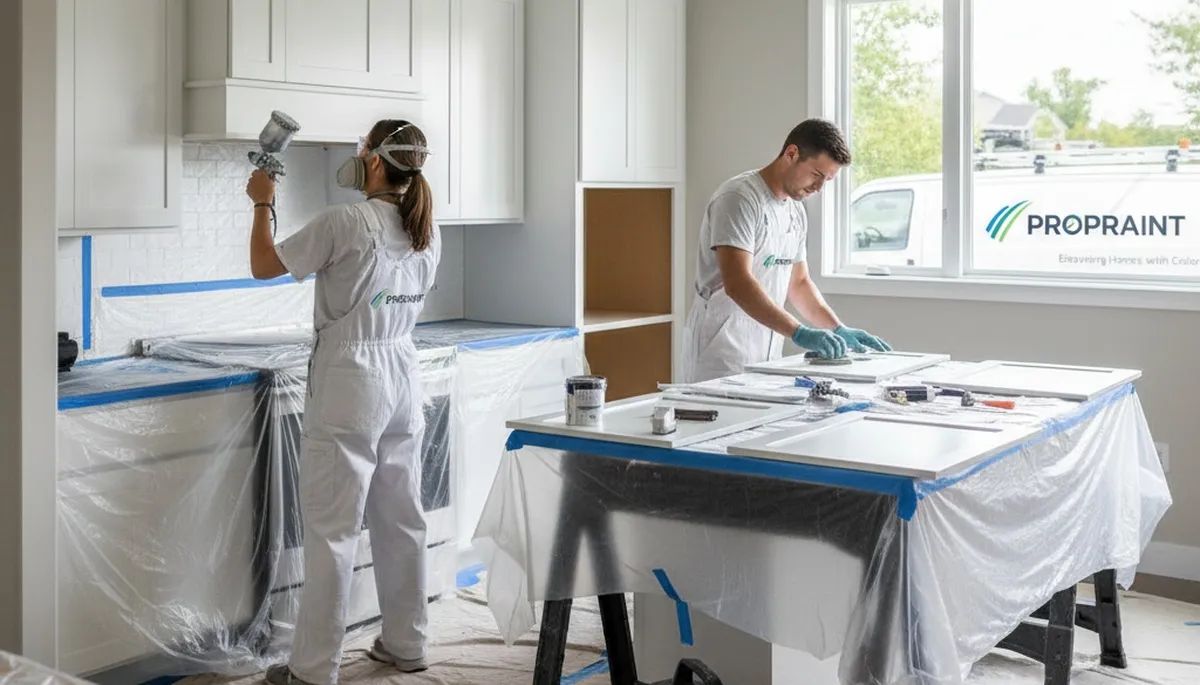 Professional cabinet painting in Palm Springs CA kitchen by expert house painters