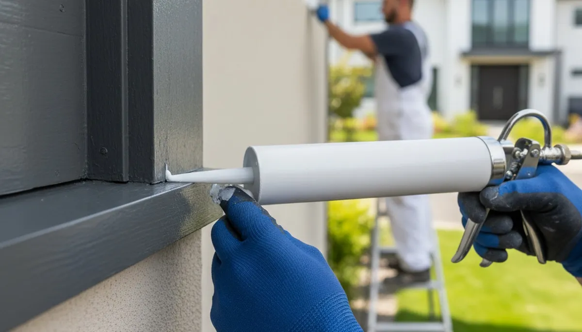 Professional caulking and sealing on Palm Springs CA home exterior for desert weather protection