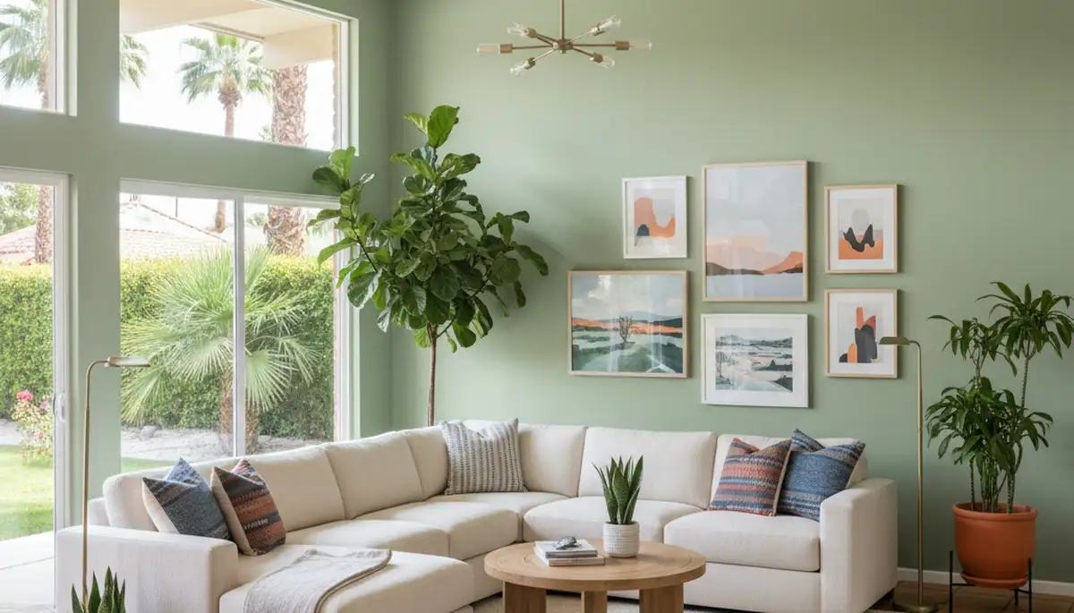 Freshly painted Palm Springs CA interior with smooth walls and vibrant colors by expert house painters
