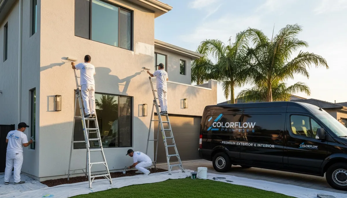 Professional exterior house painting in Palm Springs, CA with UV-resistant desert coatings