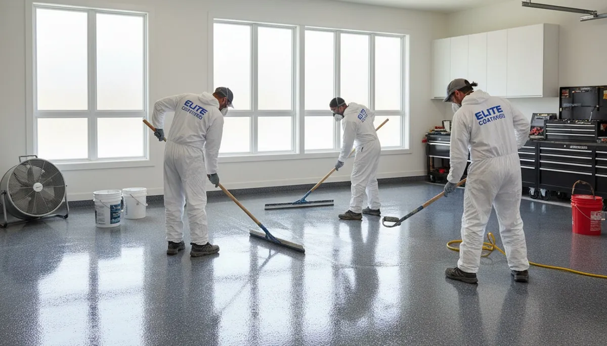 Professional garage floor coating in Palm Springs, CA with durable, heat-resistant finish