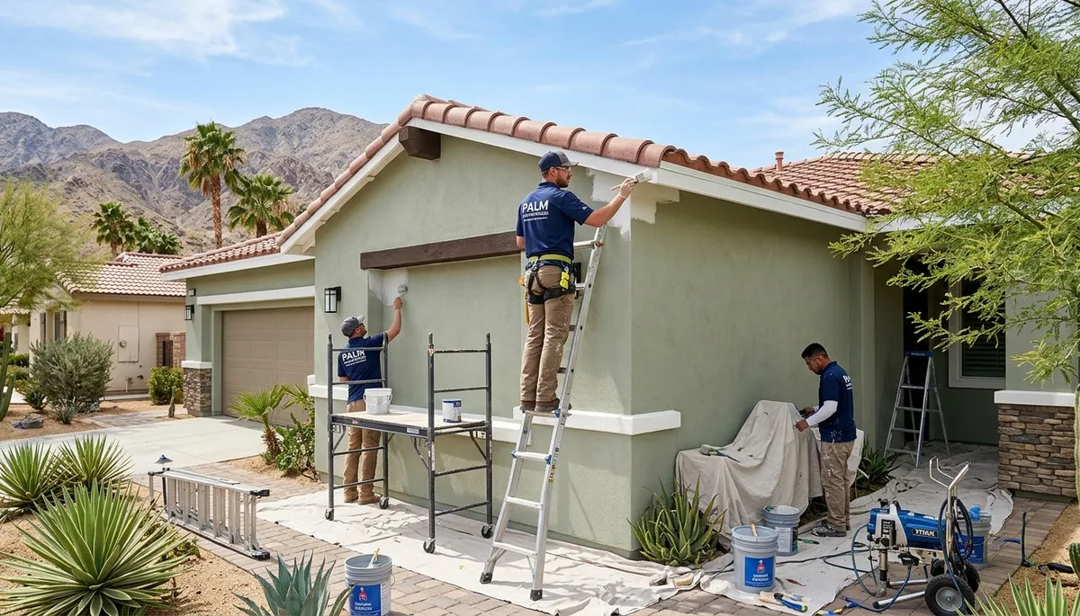 Professional house painters in Palm Springs CA enhancing home exterior finish