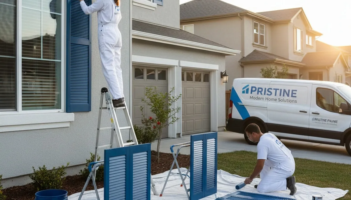 Professional shutter painting in Palm Springs, CA enhancing curb appeal and UV protection