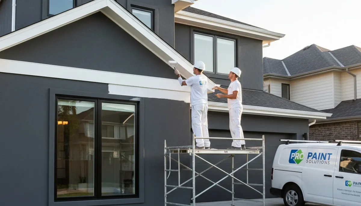Professional trim and fascia painting on desert home in Palm Springs, CA by expert painters
