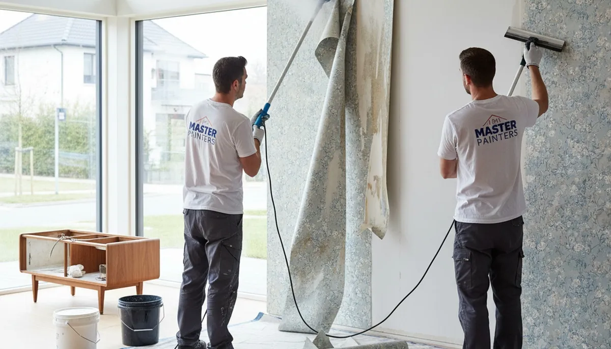 Professional wallpaper removal service in Palm Springs, CA preparing walls for new interior paint